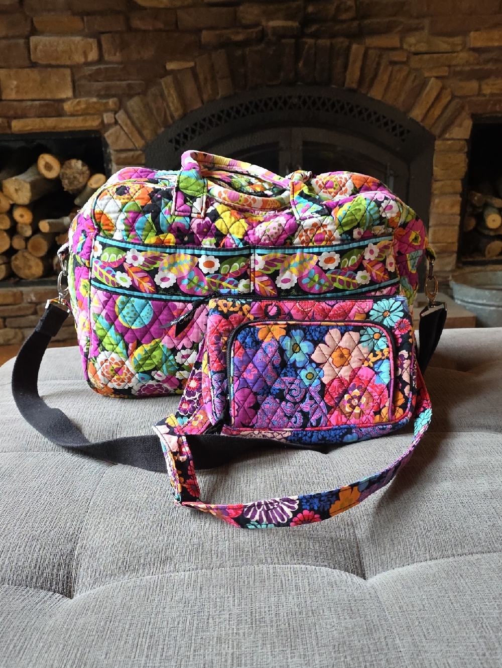 Vera Bradley Quilted Travel Duffel with Bright Multi Floral Print